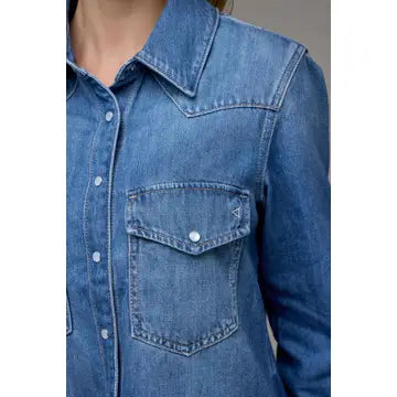 Medium Wash Basic Denim Shirt