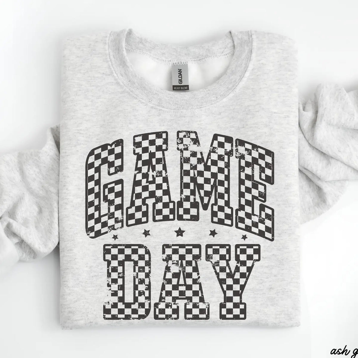 Game Day Checkered Sweatshirt Sport Grey