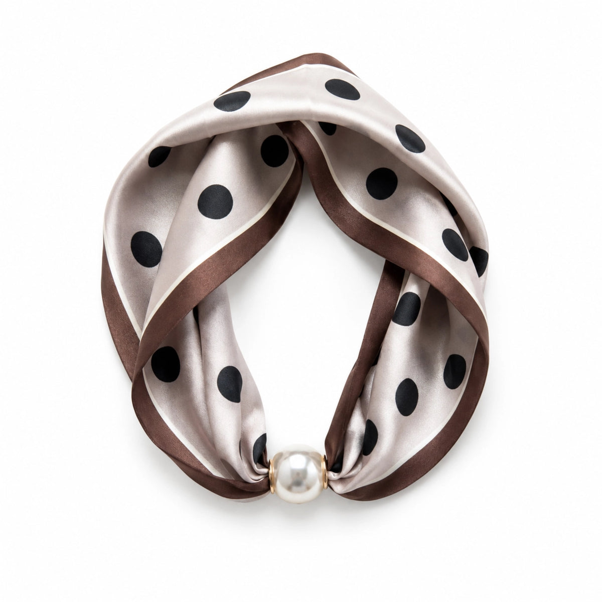Satin Twilly Scarf Necklace - Polka Dot