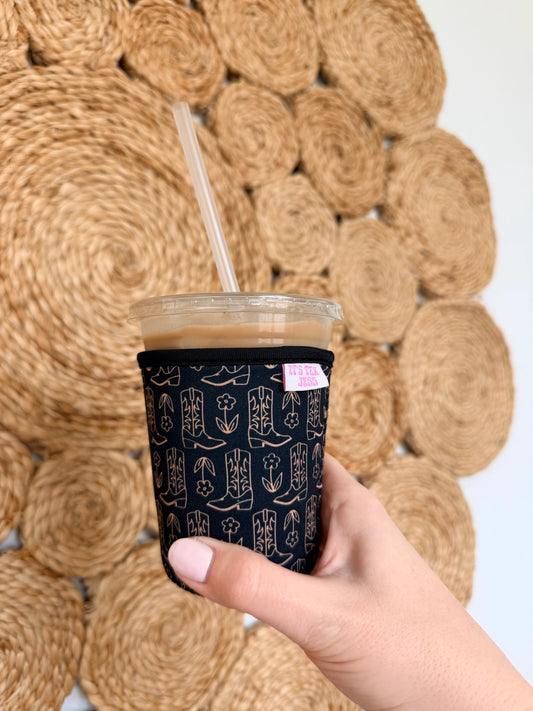 Iced Coffee Sleeve - Cowgirl Boots Black