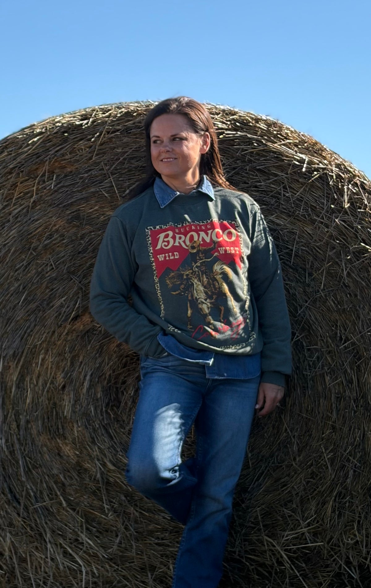 Bronco Wild West Mineral Graphic Sweatshirt - Olive