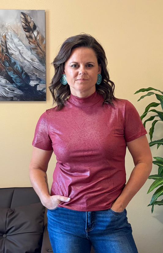 Leather Feelz Top - Burgundy