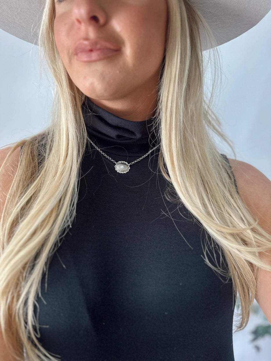 15" 18k Gold Plated Dainty Concho Necklace