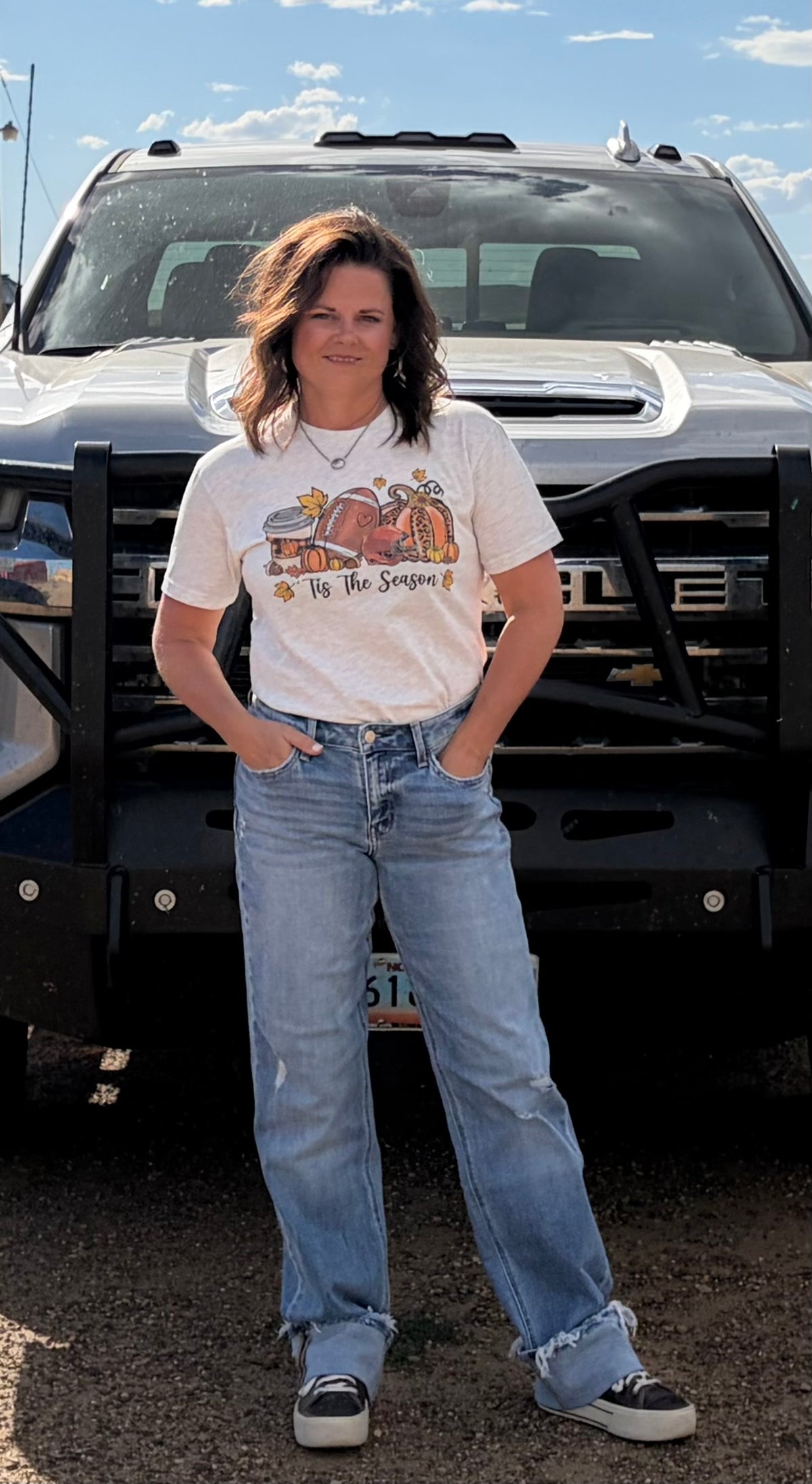 Mid-Rise Full Length Cuffed Straight Jeans