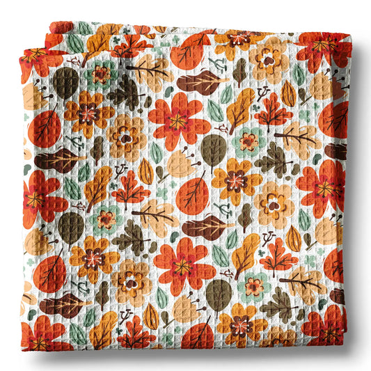 Fall Floral Waffle Weave Kitchen Towel