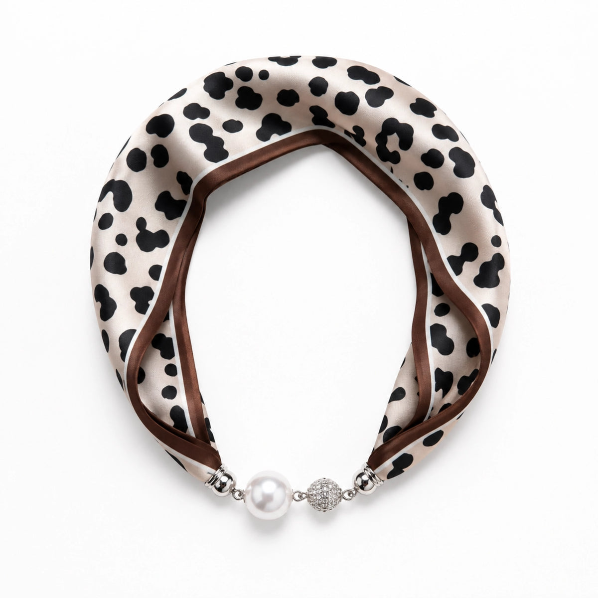 Satin Twilly Scarf Necklace - Leopard