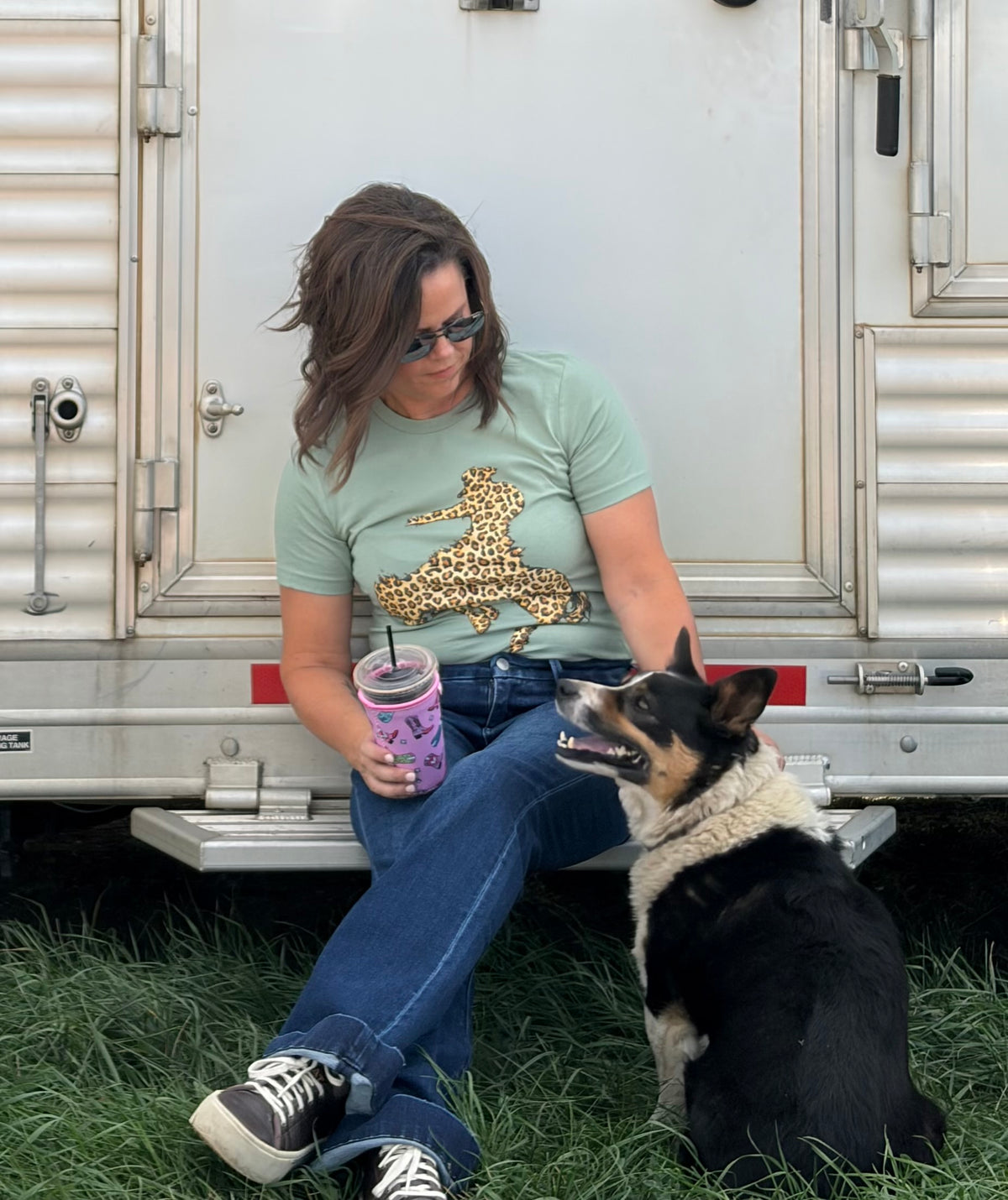 Western Leopard Bucking Bronc Graphic Tee