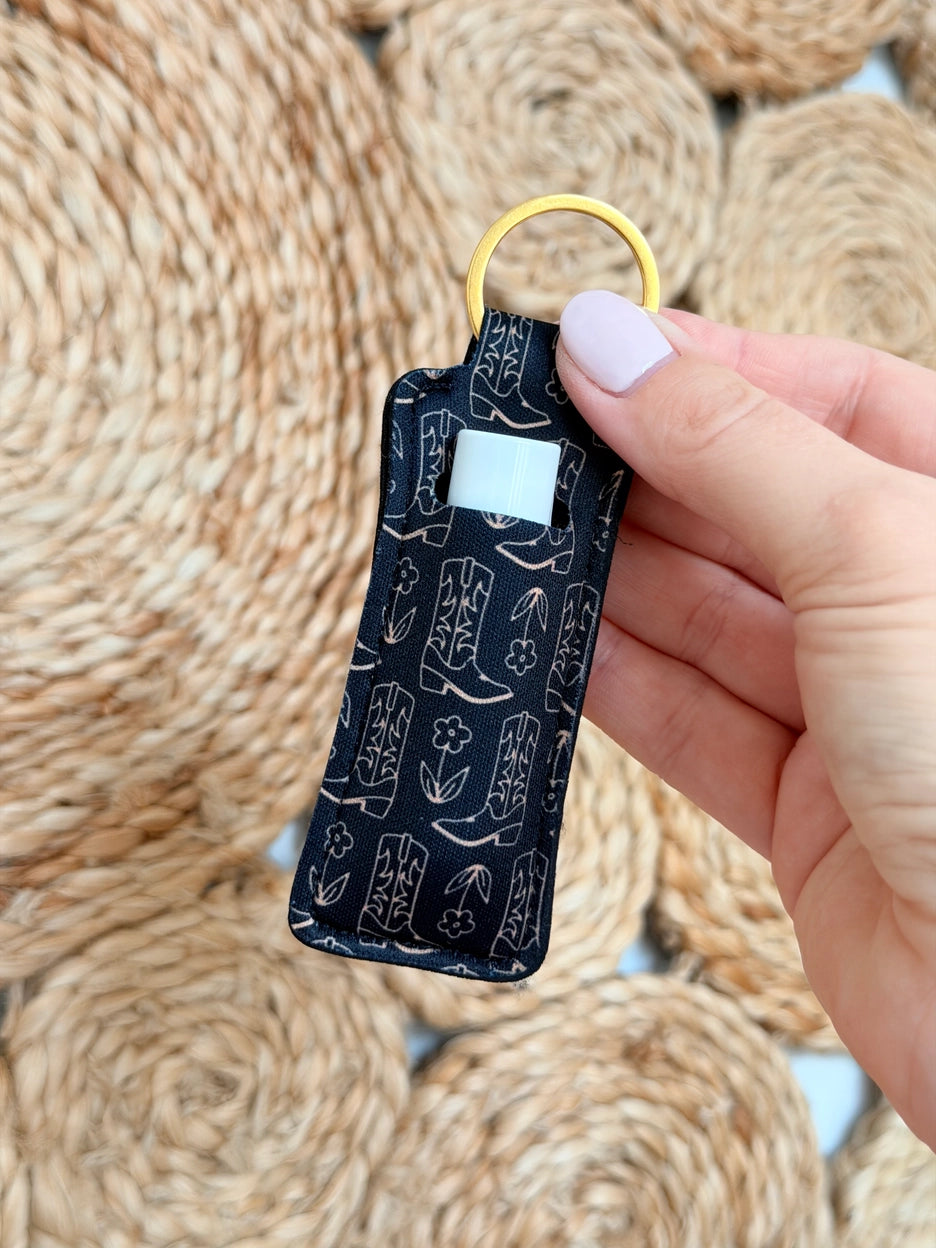 Lip Balm Keychain - Cowgirl Boot - Black