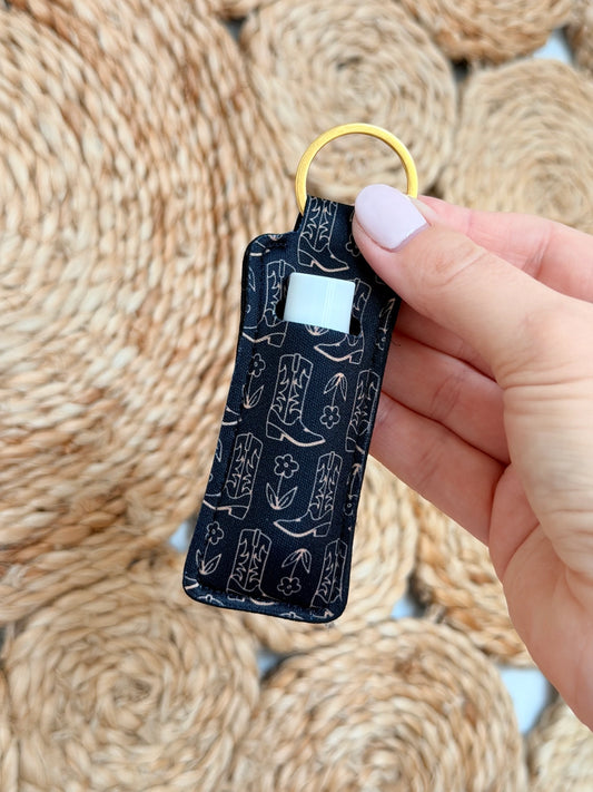 Lip Balm Keychain - Cowgirl Boot - Black