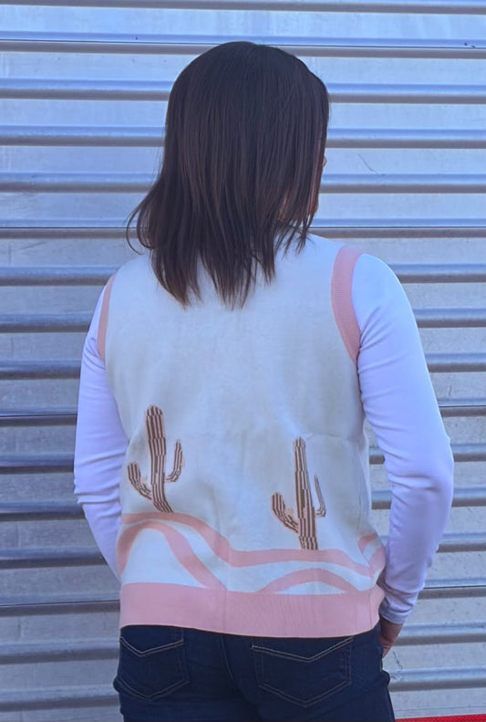 Western Cactus Print Vest