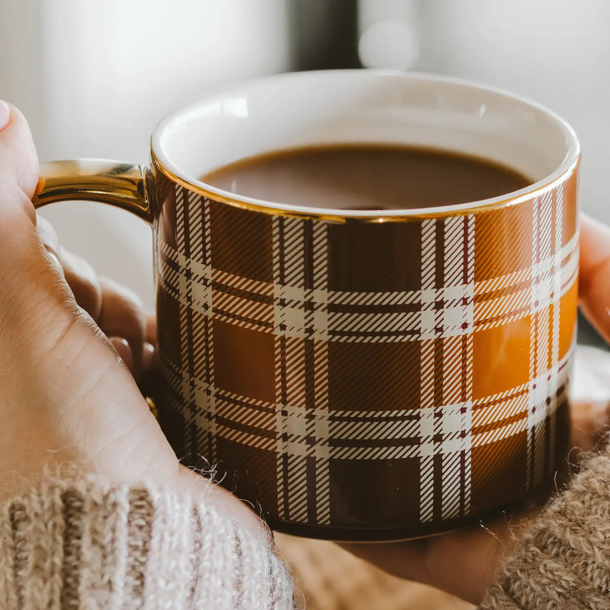 Brown Plaid Coffee Mug
