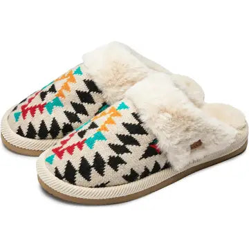 Women's C.C. Plush Slippers - Aztec - Beige
