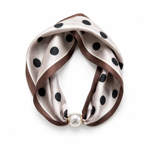 Satin Twilly Scarf Necklace - Polka Dot