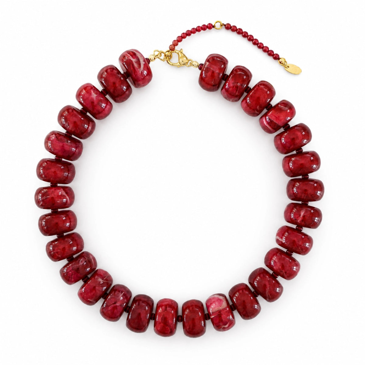Chunky Resin & Natural Stone Necklace - Red Jasper Glow