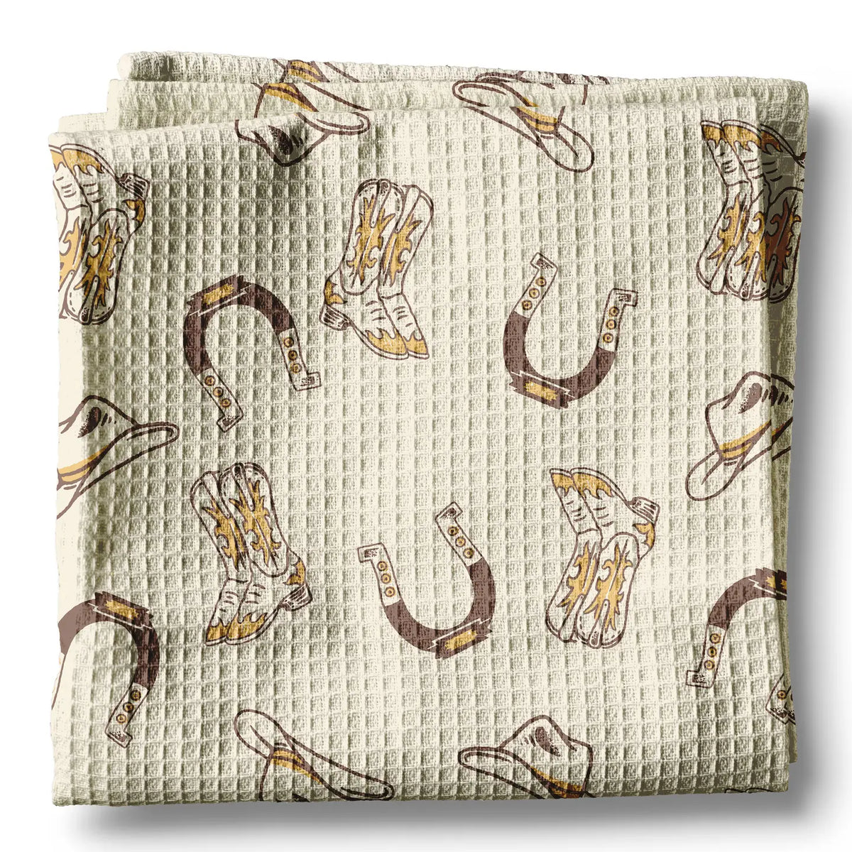 Retro Western Horse Boots Cowboy Hat Kitchen Towel