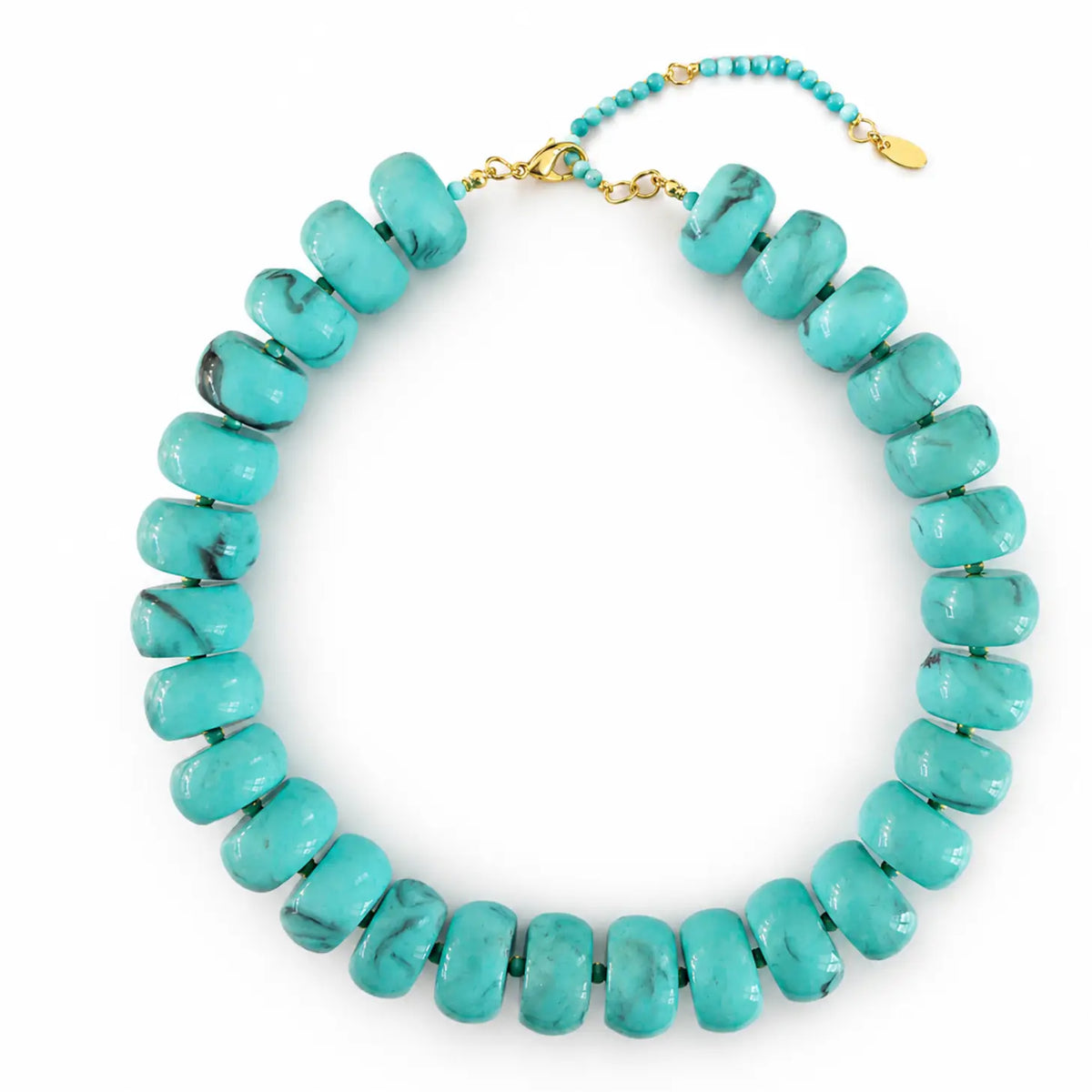 Chunky Resin & Natural Stone Necklace - Turquoise Coast