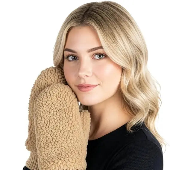 Faux Fur Convertible Mitten-Sherpa