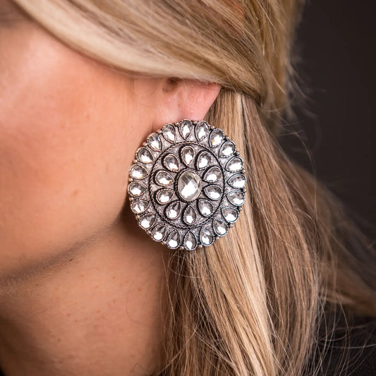 Large Rhinestone Cluster Earring