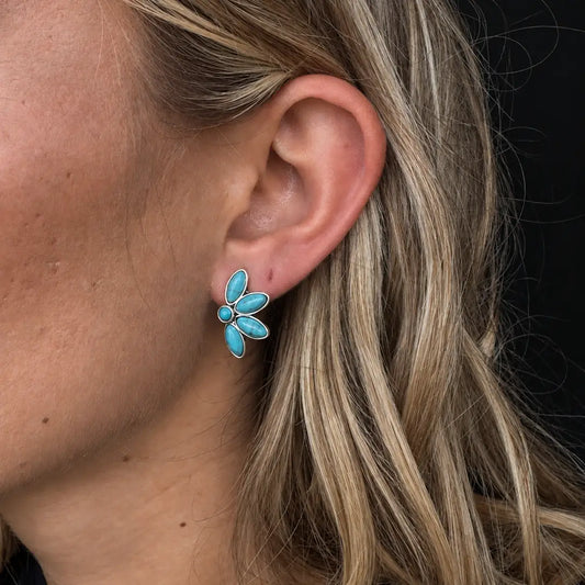 Half Flower Turquoise Earring