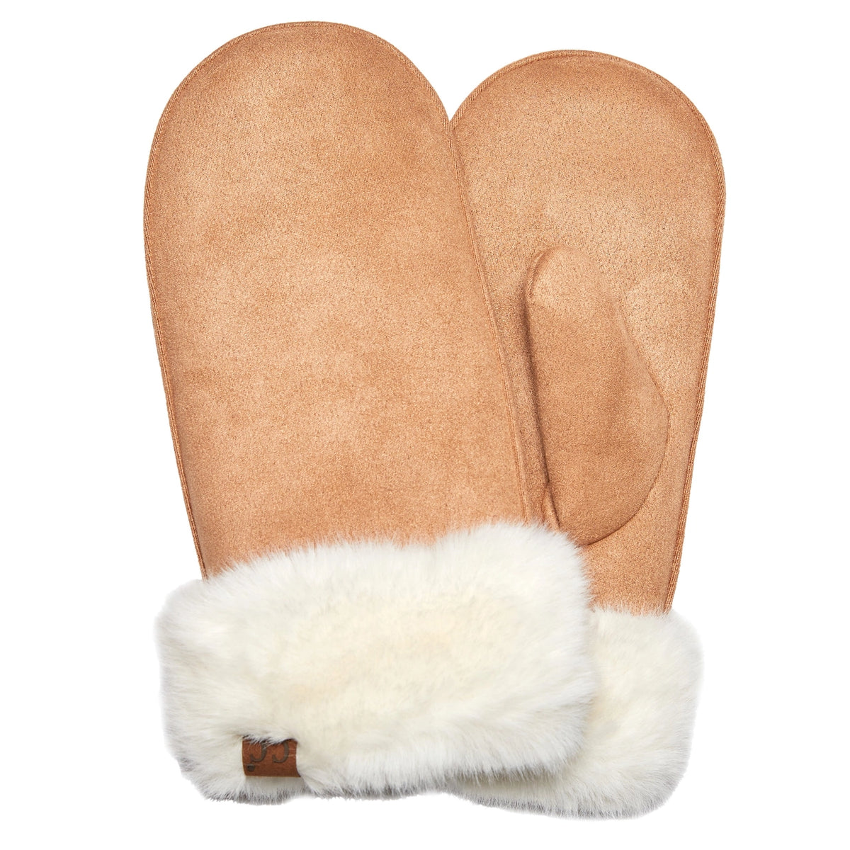 Suede Mitten w/Faux Fur Cuff
