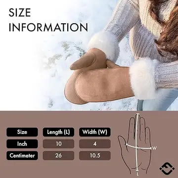 Suede Mitten w/Faux Fur Cuff